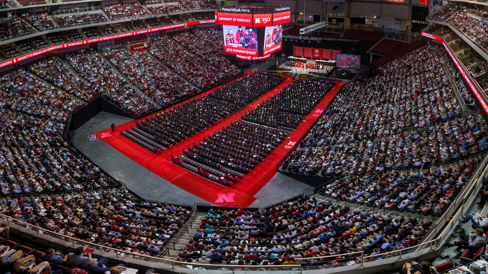 Pinnacle Bank Arena during spring 2019 commencement