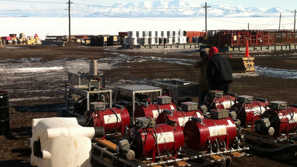 ANDRILL team prepping drill at McMurdo Station