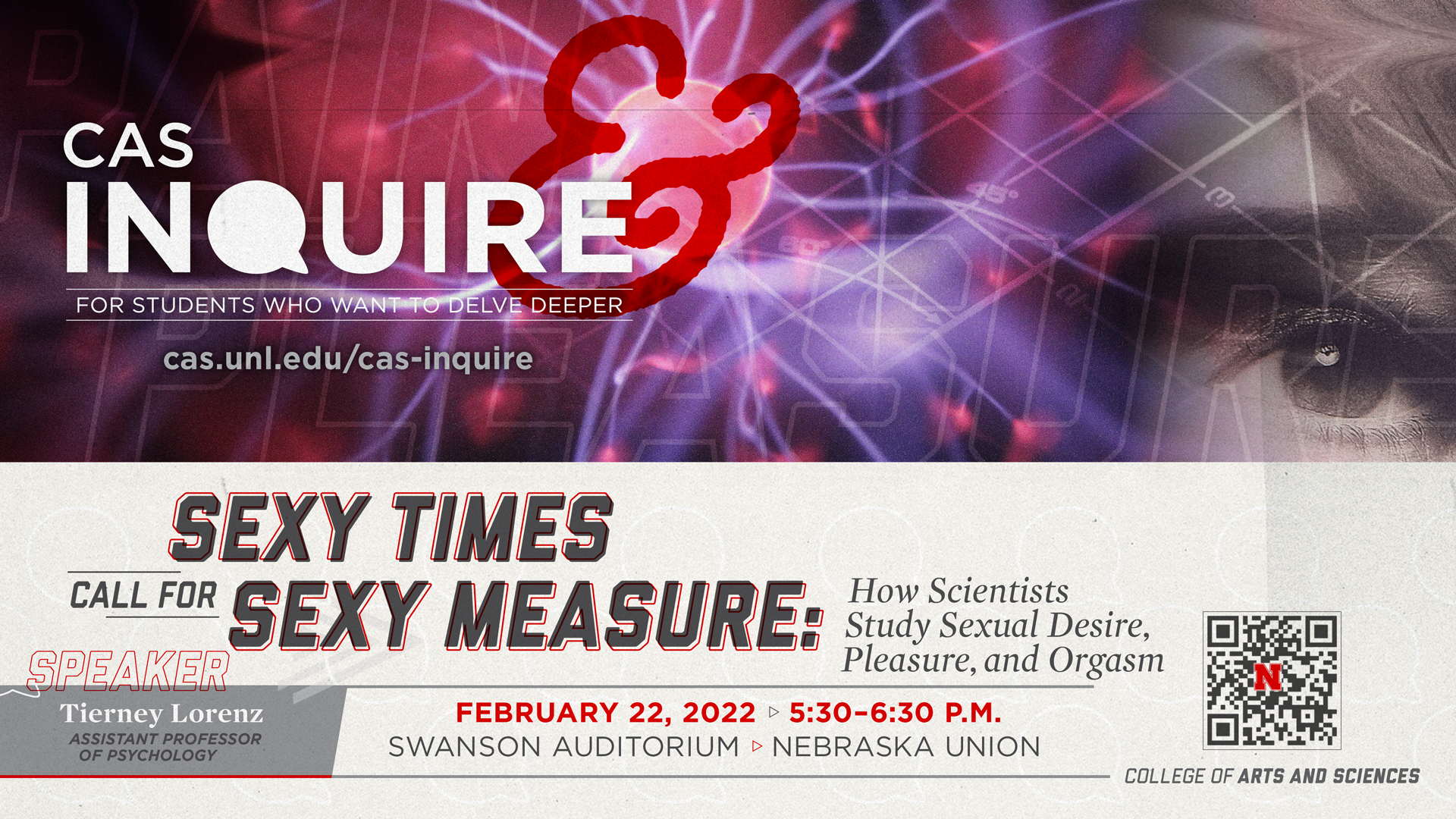 Lorenz's talk for "Pain and Pleasure" series is Feb. 22