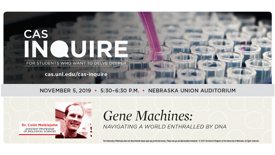 CAS Inquire lecture series continues Nov. 5 with Meiklejohn and genetics