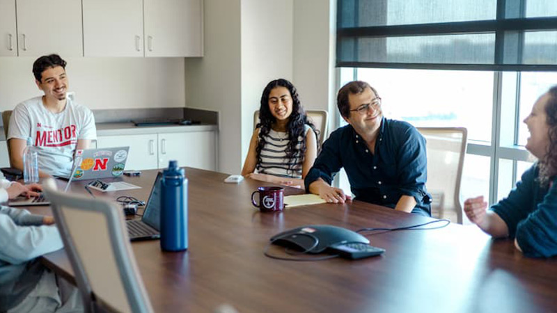 students meeting in a classroom