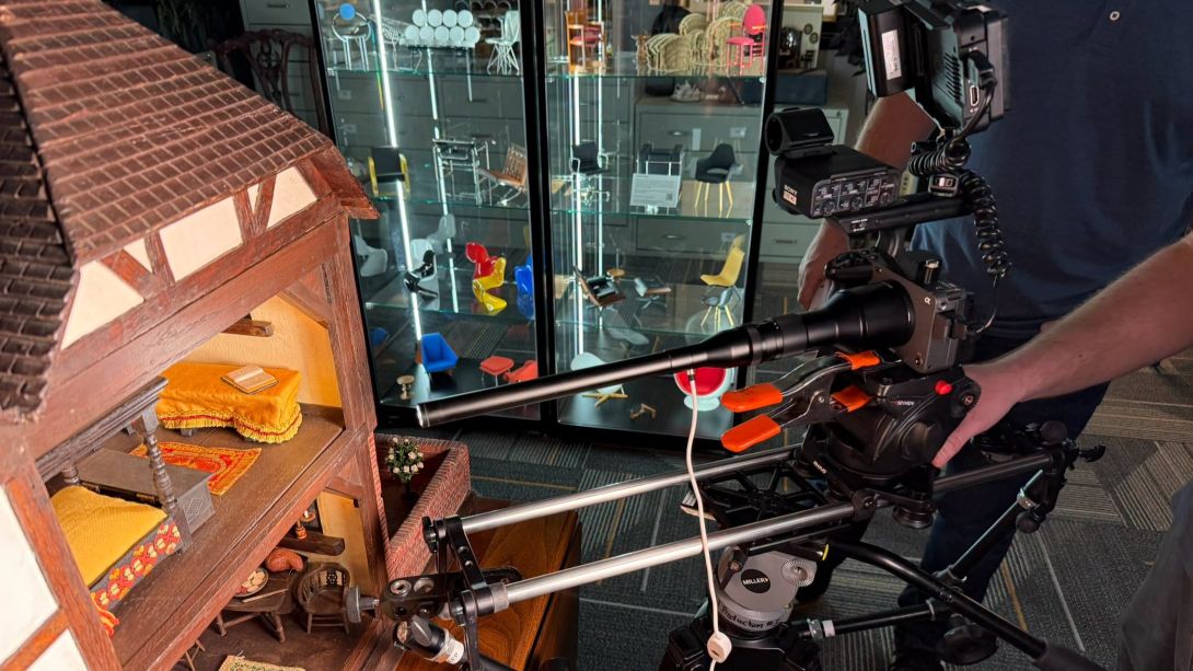 Nebraska Public Media crew filming a miniature from the Kruger Collection