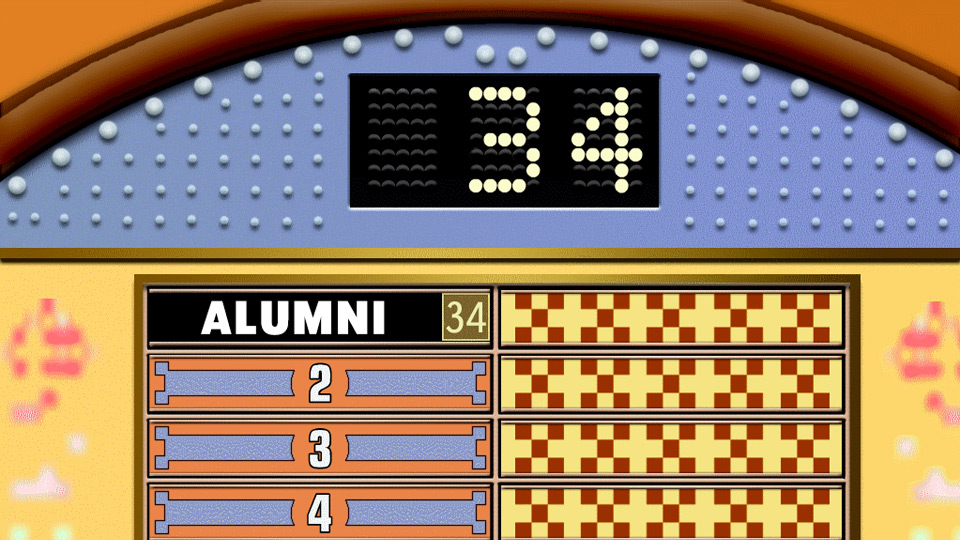 Family Fued board with alumni