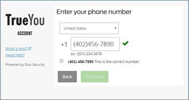 Enter your phone number screen 