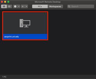 Highlighted desktop connection icon 
