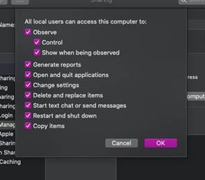 Settings menu 