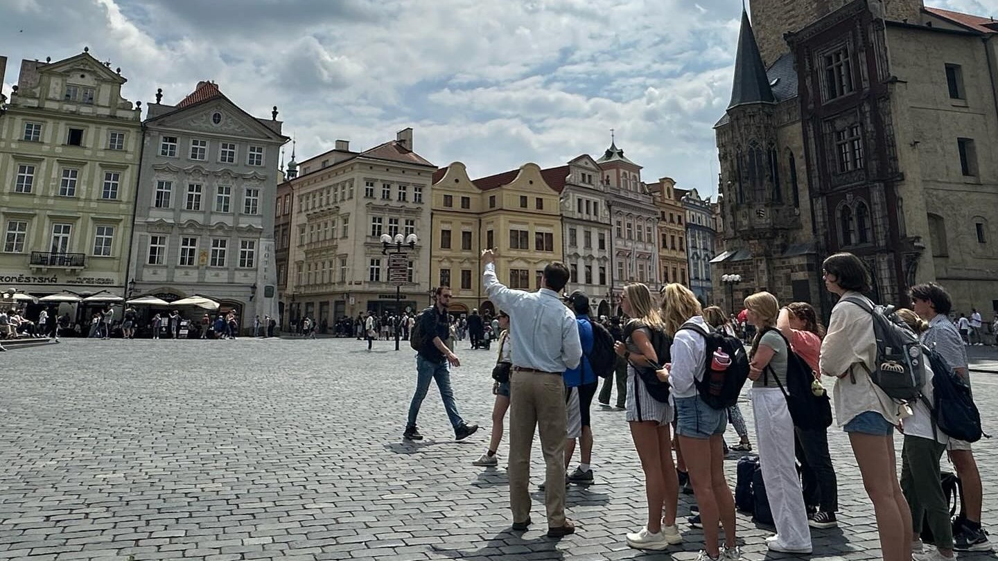 Kyanne with group in Prague