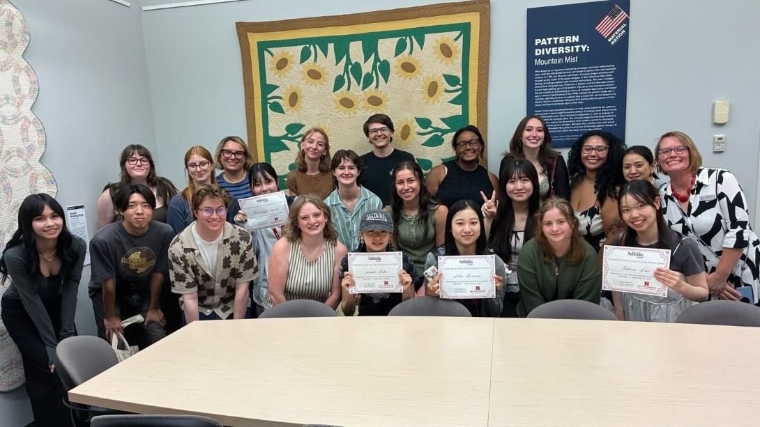 SGIS and Saitama University students at Quilt Exhibition