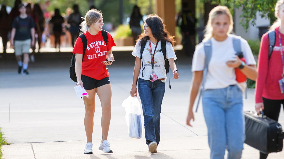 Students walking on campus