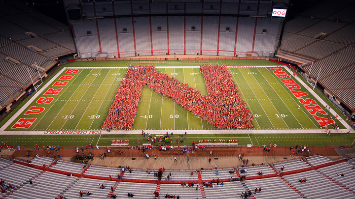 UNL's class of 2019 gathers to form an 'N' in Memorial Stadium before the fall semester. The 4,628 first-time students on campus this fall is the third-largest freshman class in the university's history.