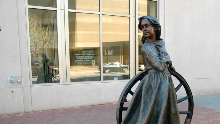 Statue in front of the Center for Great Plains Studies