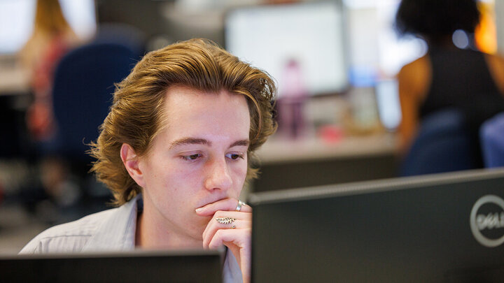 Ethan Dunn, a senior political science major from Omaha, researches a case June 14 as part of the project âPetitioning for Freedom: Habeas Corpus in the American West,â under faculty adviser Katrina Jagodinsky.