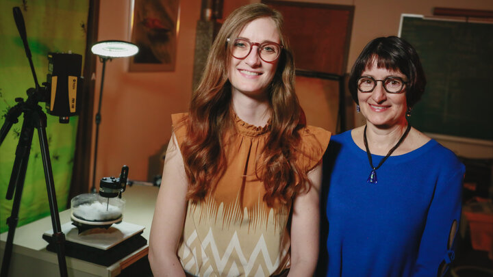 Brandi Pessman (left), postdoctoral research associate in the School of Biological Sciences, and Eileen Hebets, George Holmes Professor of biological sciences.