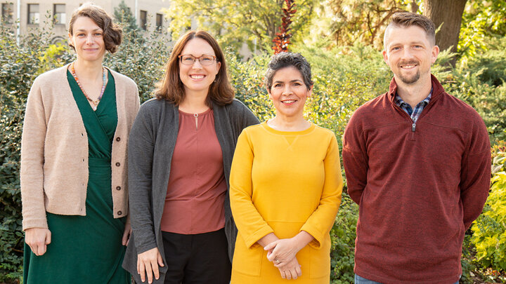 The NE CARES Hub project team includes (from left) Sarah Zuckerman, Megan Kelley, Virginia Chaidez and Trey Andrews.