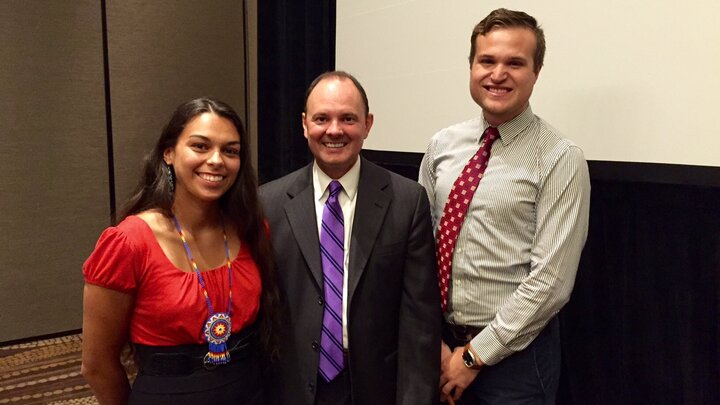 UNL students Rebekka Schlichting (left) and Alex Mallory (far right) met with U.S. Assistant Secretary for Indian Affairs Kevin Washburn. 