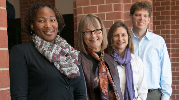 The research team examining childcare quality includes (from left) Iheoma Iruka, Helen Raikes, Julia Torquati and Greg Welch.