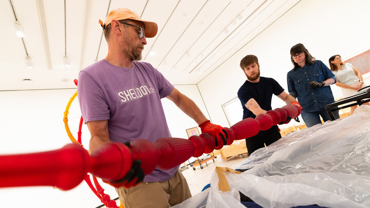 People working on Sheldon exhibit