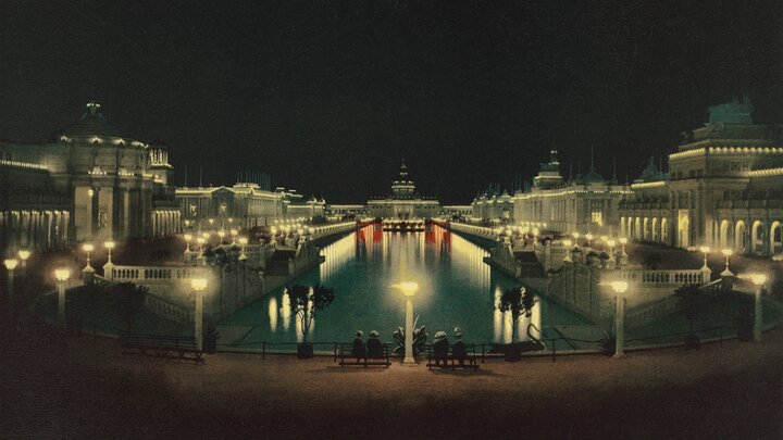 Night illumination Grand Court at the Trans-Mississippi and International Exposition Omaha Nebraska 1898.